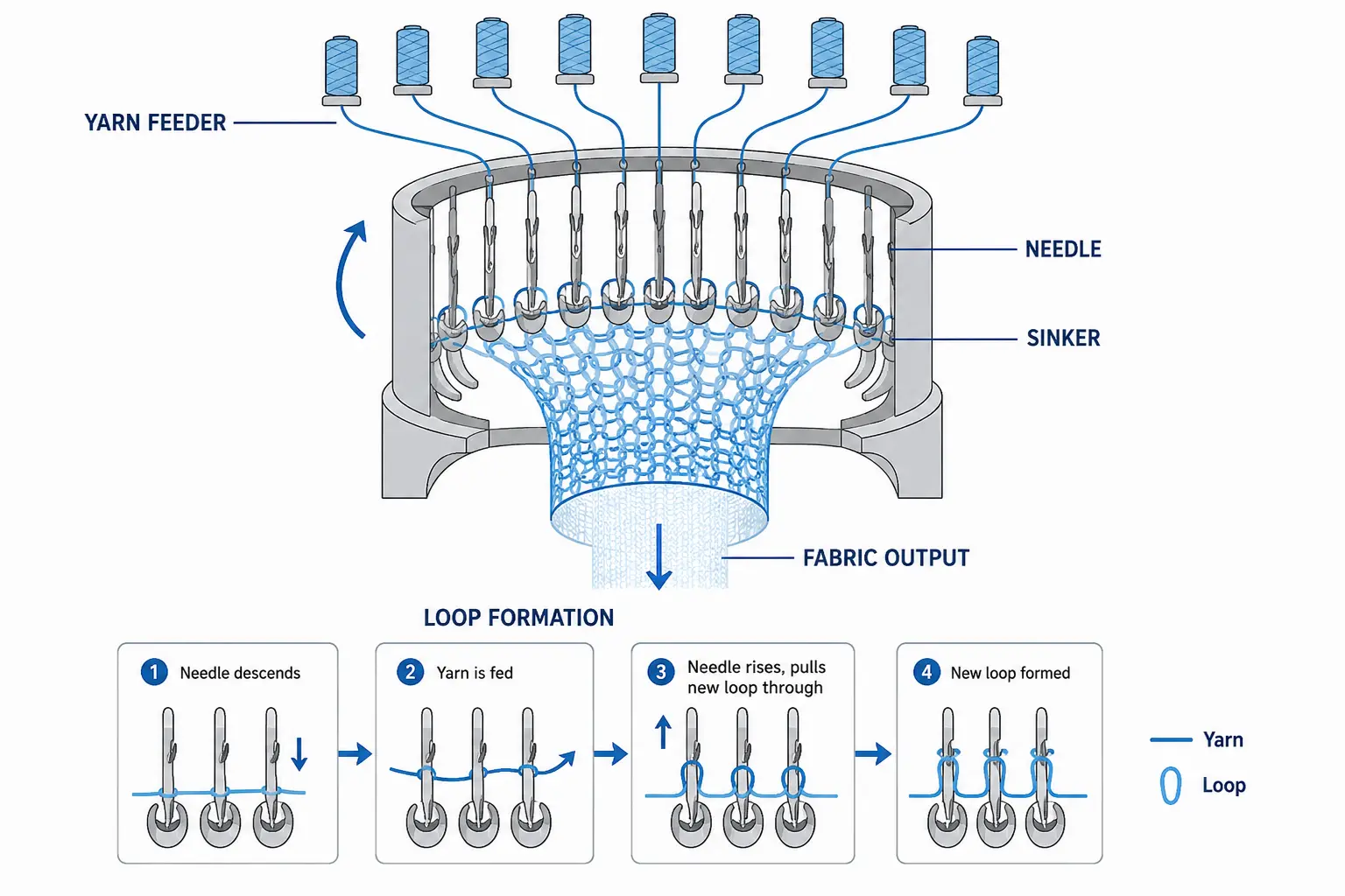 circular-knitting-machine-process عملية آلة الحياكة الدائرية
